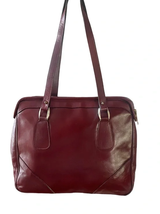 Etienne Aigner Vintage Leather Business Deep Burgundy Shoulder Bag - Picture 3 of 10